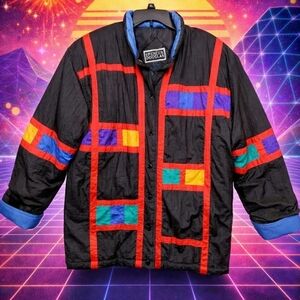 Vintage Spencer Douglas Retro Color Block Quilted Nylon Coat Jacket See Measure